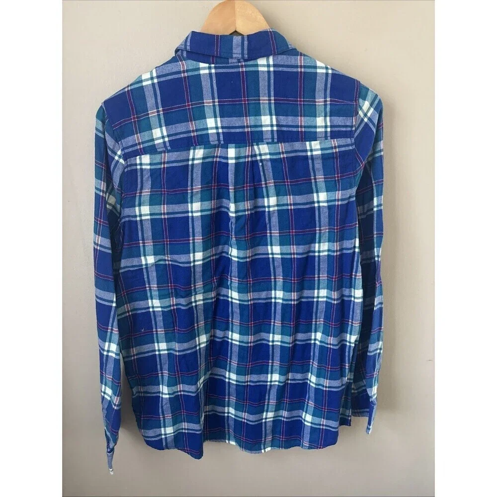 Express Women’s S Plaid Boyfriend Flannel Blue Purple Button Down NWT - Picture 6 of 6